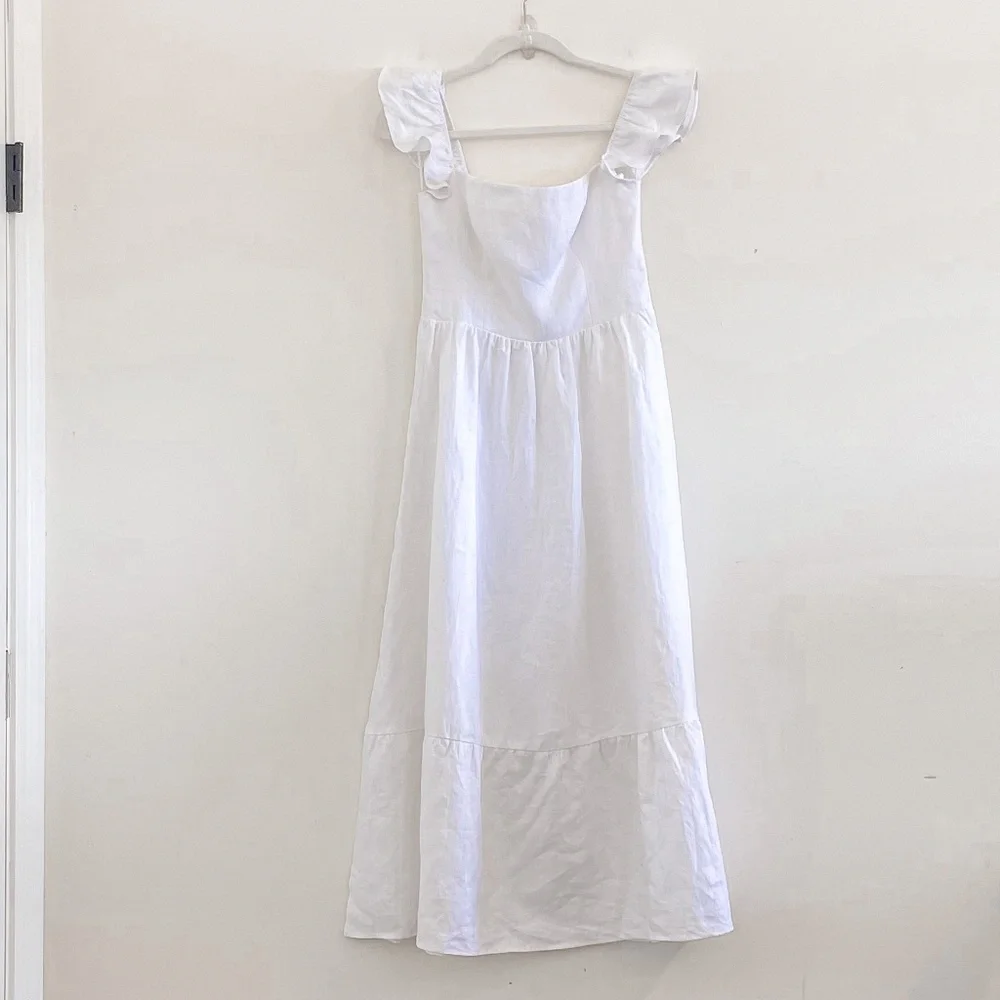 Reformation Lucila Linen Midi Dress White 4 - Picture 6 of 11